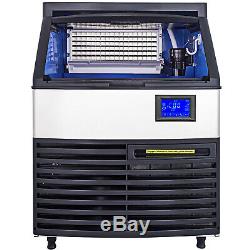 130KG Commercial Ice Maker Ice Cube Making Machine 286LBS with99LBS Storage Steel