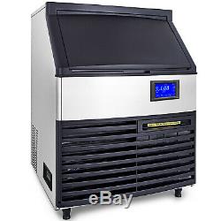 130KG Commercial Ice Maker Ice Cube Making Machine 286LBS with99LBS Storage Steel