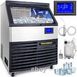 130KG Commercial Ice Maker Ice Cube Making Machine 286LBS with 77LBS Storage Steel