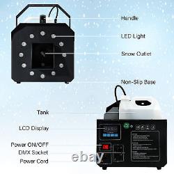 1500W DMX Stage Snow Machine with RGB LED Light DJ Snowflake Making Snow Maker