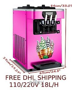 220V 18L/H Soft Ice Cream Cones Making Machine Commercial Maker With 3 Flavors