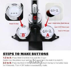 2-1/4 CO-Z Button Making Kit Button Machine Button Maker + Punch+100 Pin Badge