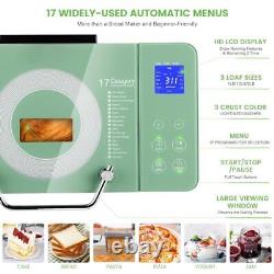 2.2LB Large Bread Maker Machine-Dual Heaters, 17-in-1 Breadmaker with Green
