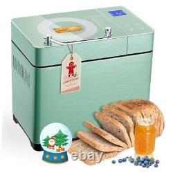 2.2LB Large Bread Maker Machine-Dual Heaters, 17-in-1 Breadmaker with Green