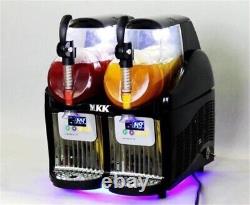 2 Tank Frozen Drink / Slush Slushy Making Machine Juice Smoothie Maker 220V ca