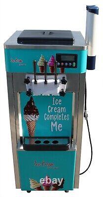 3 Flavor Soft Serve Ice Cream Making Machine Soft Cone Maker 2.2gal Two Tank