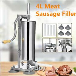 4L Stainless Steel Manual Sausage Filler Salami Meat Making Machine Food Maker