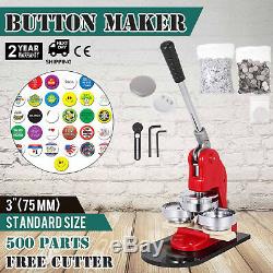 75mm 3 Button Maker Badge Press 500 Pcs Circle Cutter Manual Making Machine
