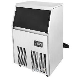 99LBS Commercial Ice Maker Ice Cube Making Machine 45KG Reservation Function SUS