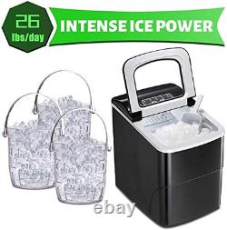 AGLUCKY Ice Maker Machine for Countertop, Portable Ice Cube Makers, Make 26 lbs