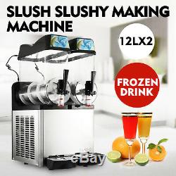 Commercial 2 Tank Frozen Drink Slush Slushy Making Machine Smoothie Maker