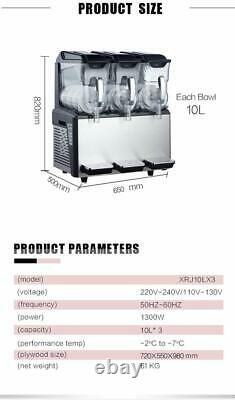 Commercial 3x10L ice slush machine ice slushie making machine frozen drink maker