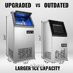 Commercial Ice Maker Ice Machine 132Lbs Ice Cube Making Machine Stainless Steel