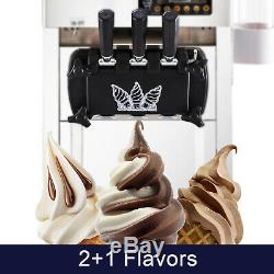 Commercial Soft Ice Cream Making Machine 3-Flavor Countertop Soft Yogurt Maker