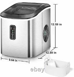 Euhomy Ice Maker Machine Countertop, Makes 26 lbs in 24 hrs-Ice Silver