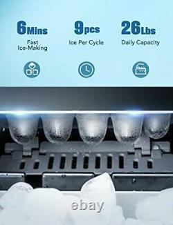 IKICH Ice Maker Machine Counter Top / Ice Cubes Ready in 6 Mins, Make 26 lbs