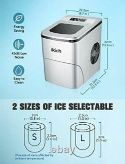 IKICH Ice Maker Machine Counter Top / Ice Cubes Ready in 6 Mins, Make 26 lbs
