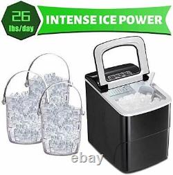 Ice Maker Machine for Countertop, Portable Ice Cube Makers, Make 26 lbs Black