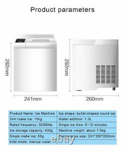 Mini Automatic Electric Ice Maker Bullet Round Block Ice Making Machine 15kg/24h