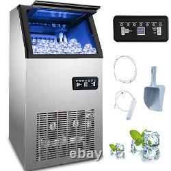 Ommercial Ice Maker Ice Machine 110Lbs Ice Cube Making Machine Stainless Steel