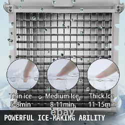 Ommercial Ice Maker Ice Machine 110Lbs Ice Cube Making Machine Stainless Steel