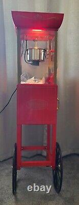 Popcorn Maker Cart, 2.5 Oz Kettle Makes 10 Cups, Retro Classic Popcorn Machine