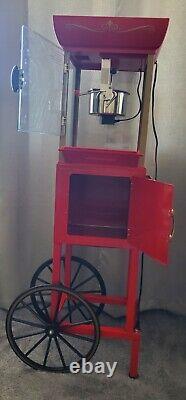 Popcorn Maker Cart, 2.5 Oz Kettle Makes 10 Cups, Retro Classic Popcorn Machine