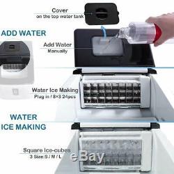 Portable 39 Lbs/Day Counter Top Ice Maker Making Machine Stainless Steel Cubes