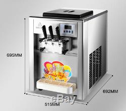 Soft Ice Cream Maker 2+1mix Flavor Twist Soft Ice Cream Making Machine 110V US