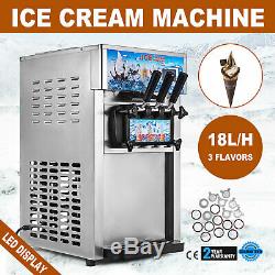 Soft Ice Cream Maker Frozen Yogurt Making Machine 110V 3-flavor Commercial