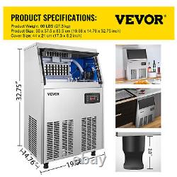 VEVOR 110Lbs/24H Commercial Ice Maker Ice Cube Machine withWater Filter 335W SUS
