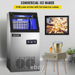 VEVOR 110Lbs Commercial Ice Maker Built-in Ice Cube Machine 49 Tray 265W SUS