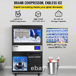 VEVOR 155LBS Commercial Ice Maker 5x11 Ice Cube Making Machine LCD Control Panel