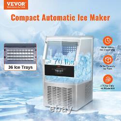 VEVOR 90-100LBS Commercial Ice Maker Built-in Ice Cube Machine 33Lbs Bin Storage