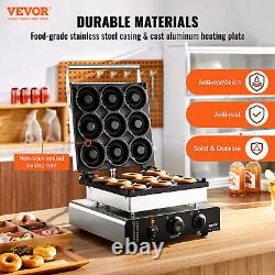 VEVOR 9pcs Electric Donut Maker Commercial Donut Making Machine 2000W Nonstick