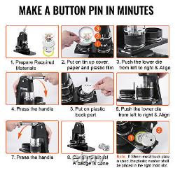 VEVOR Button Maker Machine Badge Pin Machine 1+2.25 500 Free Parts Press Kit