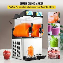 VEVOR Commercial 2 Tanks Frozen Drink Slushy Making Machine Smoothie Maker 24L