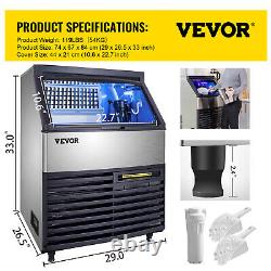 VEVOR Commercial Ice Maker 265LBS/24Hrs Ice Cube Making Machine with77LBS Storage