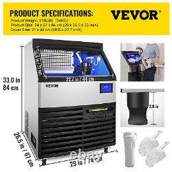 VEVOR Commercial Ice Maker Auto Ice Cube Making Machine 265 LBS Yield 77 LBS Bin