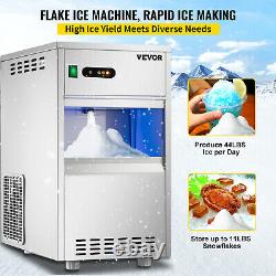 VEVOR Snow Flake Ice Maker Automatic Crusher Ice Machine 44lb Stainless Steel