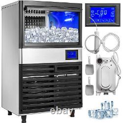 144lbs Commercial Ice Maker Ice Maker Ice Cube Making Machine 65kg /24hrs Acier Inoxydable