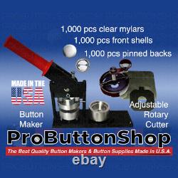 1-1/2 Tecre Button Maker Maker Kit De Fabrication De 1,5 Pouce + Cutter+1000 Pièces De Bouton