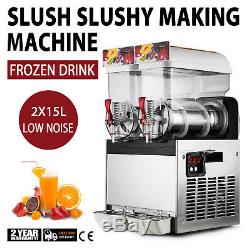30l Boisson Gelée Au Slush Slushy Making Machine Smoothie Maker Ice 2x15l