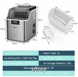 Countertop Ice Maker Portable Ice Cube Making Machine 18kg/24h Home Office Bar