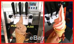 Crème Glacée Molle Maker 2 + 1mix Saveur Douce Twist Ice Cream Making Machine 110v Us