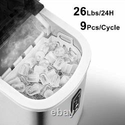 Euhomy Ice Maker Machine Countertop, Fait 26 Lbs En 24 Heures-ice Silver