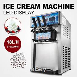 Ice Cream Doux Commerciale Maker Yogourt Glacé Machine De Fabrication De 3 Saveur 18l / H Ce