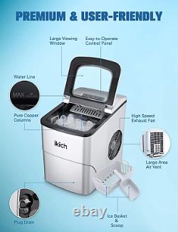 Ikich Ice Maker Counter Counter Top Home, Glaçons Prêts À 6 Minutes, Faire 26 Lb