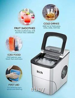 Ikich Ice Maker Machine Counter Top Home, Glaçons Prêts En 6 Minutes, Faire 26 Lbs