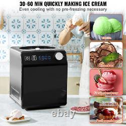Machine à crème glacée automatique de 2 litres VEVOR, fabriquée de yaourt et de gelato électrique, noir.